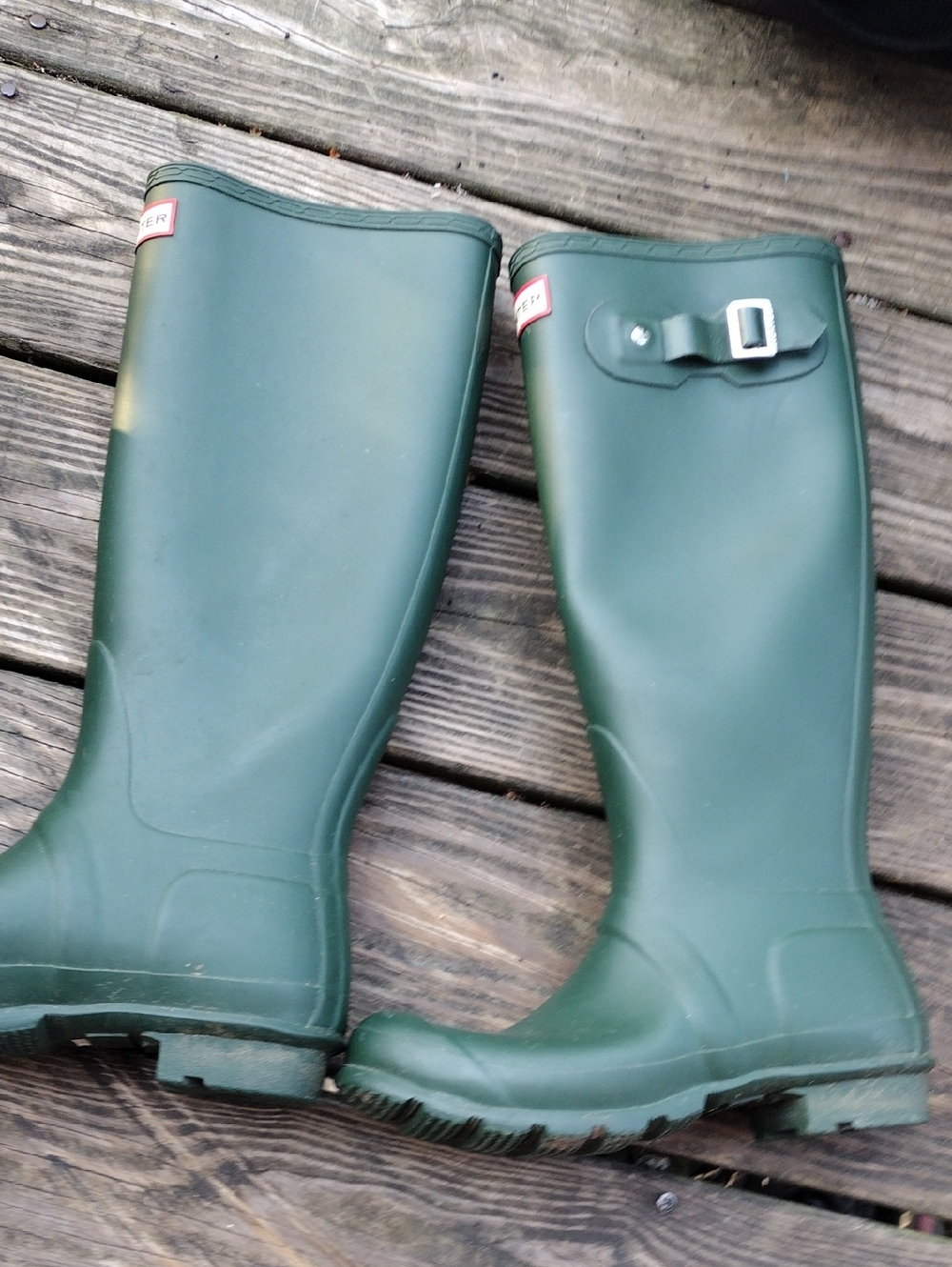 Hunter Green Classic Tall Rubber Rain Boots with Side Buckle